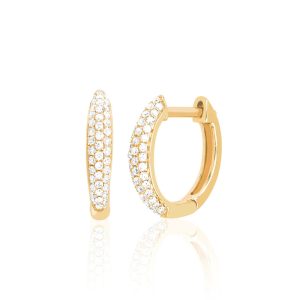 Diamond Dome Mini Huggie Earrings in 14K Yellow Gold