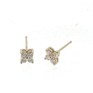 Quad Prong Set Diamond Stud Earrings in 14K Yellow Gold
