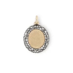Antique Finish Victorian Set Diamond Portrait Pendant