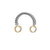 Not So Heavy Curb Chain Ring in Sterling Silver with Yellow Gold Loops - M