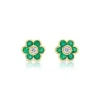 Small Colombian Emerald Flora Studs in 18K Yellow