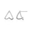 Chevron Huggies with Diamond in 14K White Gold