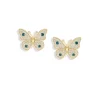 Pave Butterfly Stud Earrings Diamond/Blue Diamond