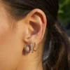 Diamond Curved Bar Ear Climber in 14K Yellow - Right