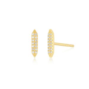 (Single) "On Point" Pave Diamond Stud in 14K Yellow Gold