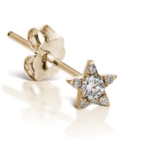 (Single) 4.5mm Diamond Star Stud Earring in Yellow Gold