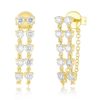 Double Multi Diamond Chain Earrings in 14K Yellow Gold