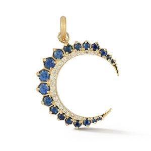 Diamond and Blue Sapphire Crescent Moon Estelle Charm