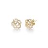 Diamond Rose Stud Earrings in 14K Yellow Gold
