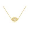 Diamond Evil Eye Protection Necklace in 14K Yellow Gold