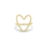 Large Open Heart Vertical Ring in 14K Yellow