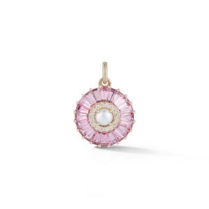 Pink Tourmaline Diamond and Pearl Emily Charm