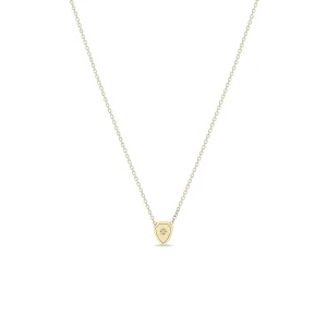 Midi Bitty Shield with a Single Point Diamond in the Center in 14K Yellow