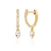 Teardrop Diamond Mini Huggie Earrings in 14K Yellow Gold