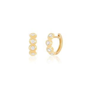 Diamond Pillow Huggie Earrings in 14K Yellow Gold