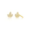 Pave Diamond Leaf Stud in 14K Yellow Gold - Single