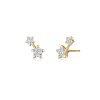 "Star Set" Starry Night Two Stone Diamond Earrings in 18K Yellow Gold