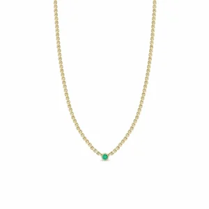 3mm Floating Emerald Necklace on Small Box Chain