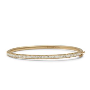 Shared Prong Diamond Baguette Bangle