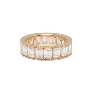 Emerald Cut Diamond Heirloom Band with Diamonds