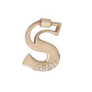 Diamond Dipped Letter S  Lock in 14K Yellow Gold