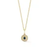 Diamond & Round Blue Sapphire Gem Necklace in 14K Yellow