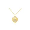 Diamond Fluted Heart Necklace in 14K Yellow Gold
