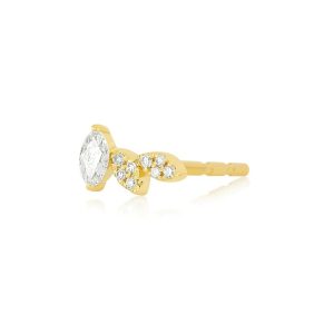 Single Triple Marquise Stud Earring in 14K Yellow Gold - Left
