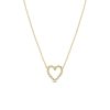 Small Open Heart Necklace with Diamonds in 14K Yellow Gold