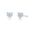 Sunburst Diamond Heart Shape Earrings in 18K White Gold