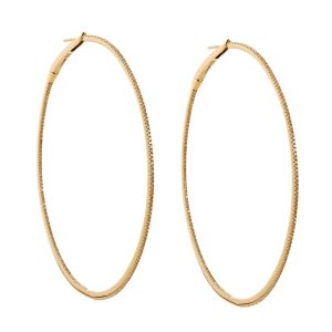 1 3/4" Thin Diamond Hoops in 18K Yellow Gold