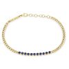 Blue Sapphire Tennis Station Curb Chain Bracelet in 14K Yellow Gold