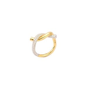 Half Diamond Ties Ring in 18K Yellow Gold - Size 6
