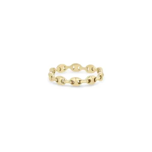 Gold Small Puffed Mariner Link Eternity Ring Size 7