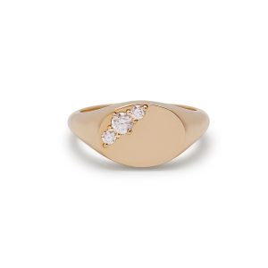 Ava Partial Diamond Signet Ring