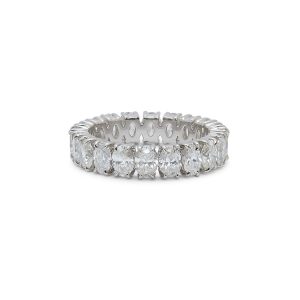 Oval Diamond Four Prong Eternity Band in Platinum