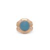 Aquamarine Saucer Ring with Diamonds 14K Yellow Gold - Size 6