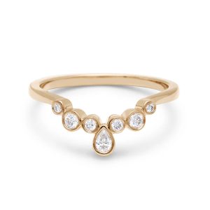 Bezel Rosette Band with White Diamonds in 14K Yellow Gold 6