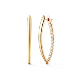 Medium Partial Diamond Cristina Hoops  in 18K Yellow Gold