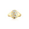 Small Diamond Cobblestone Signet Ring in 18K Yellow Gold - Size 6