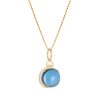 London Blue Topaz Moon Charm with Diamonds in 18K Yellow Gold