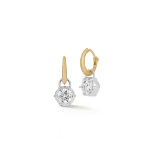 Sienna Two Tone Huggies Drop in 18K Yellow Gold and Platinum