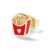 (Single) French Fry Stud in 14k Yellow Gold and Enamel