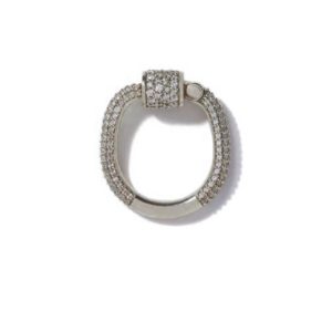 All Stone Trundle Lock Ring with Diamonds in 18K White Gold - Size 6