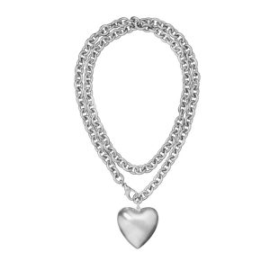 The Puffy Heart Necklace in Silver