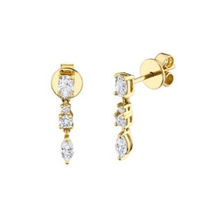 Maya Diamond Drop Studs in 18K Yellow Gold
