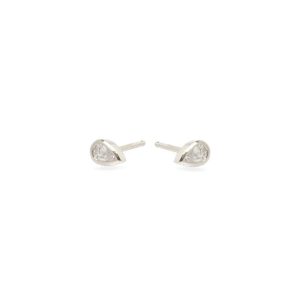 Pear Diamond Bezel Studs in 14K White Gold