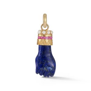 Flossie Figa Charm Sapphire Lapis with Pink Sapphire and Pearl