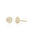 Diamond Mini Pave Disc Stud Earrings in Yellow Gold