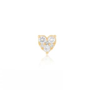 (Single) Full Cut Diamond Mini Heart Stud in 14K Yellow Gold